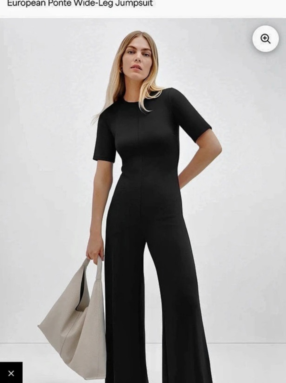 Marcella NYC European Ponte Wide-Leg Jumpsuit Black Wide-Leg Jumpsuit Like New